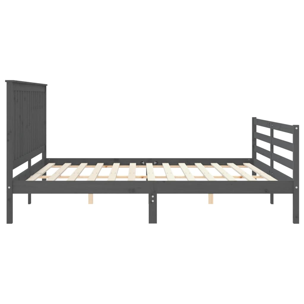 Bed Frame without Mattress Grey 200x200 cm Solid Wood