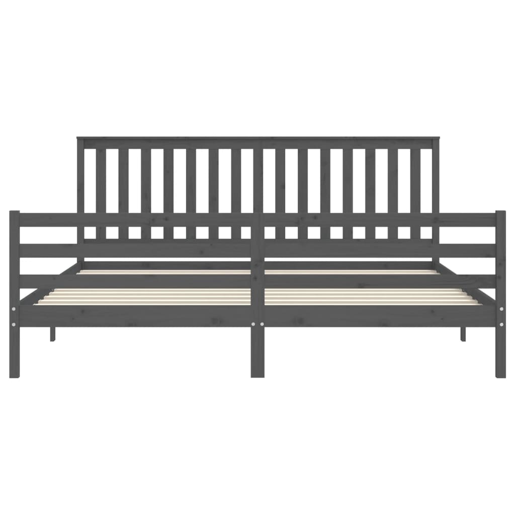 Bed Frame without Mattress Grey 200x200 cm Solid Wood