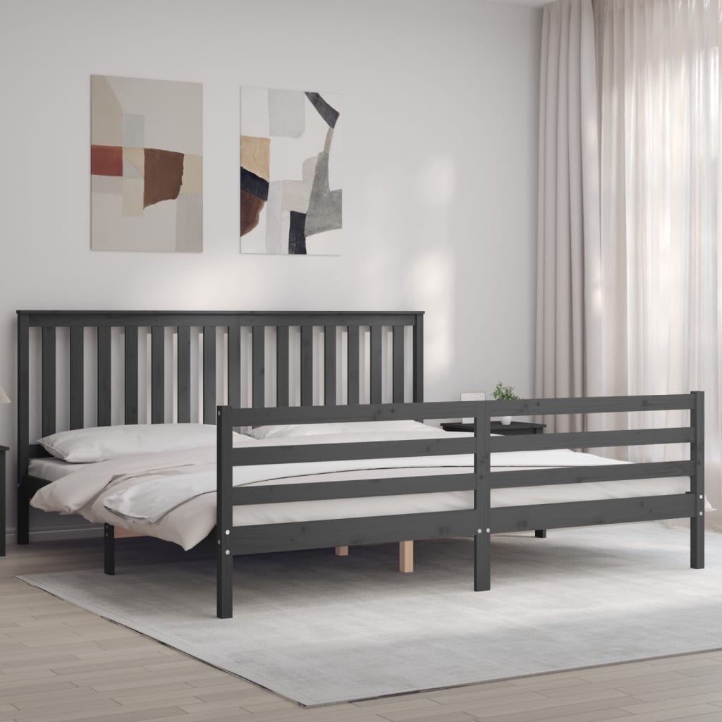 Bed Frame without Mattress Grey 200x200 cm Solid Wood