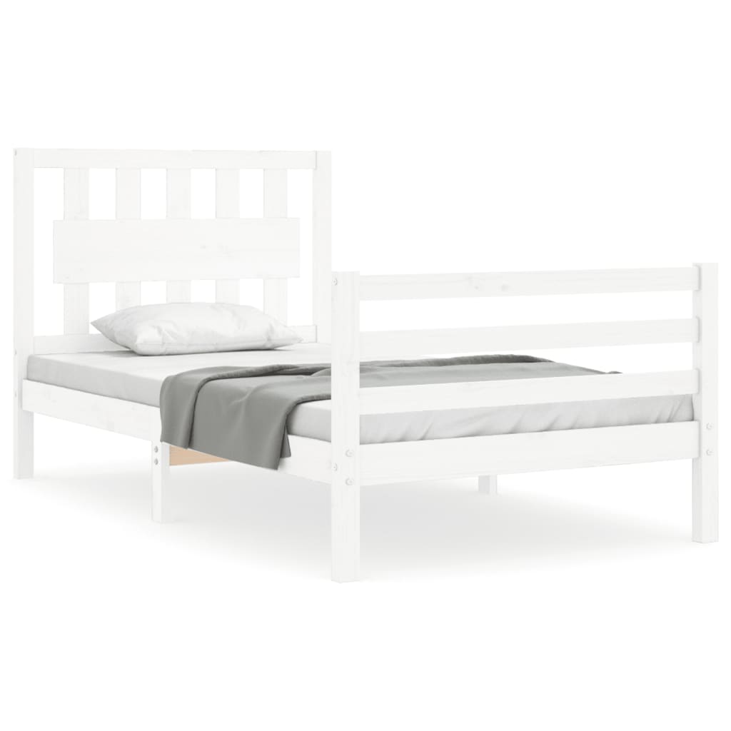 Bed Frame without Mattress White Small Single Solid Wood