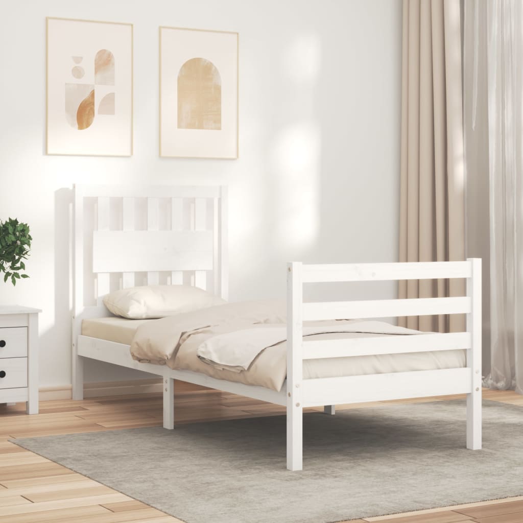 Bed Frame without Mattress White Small Single Solid Wood