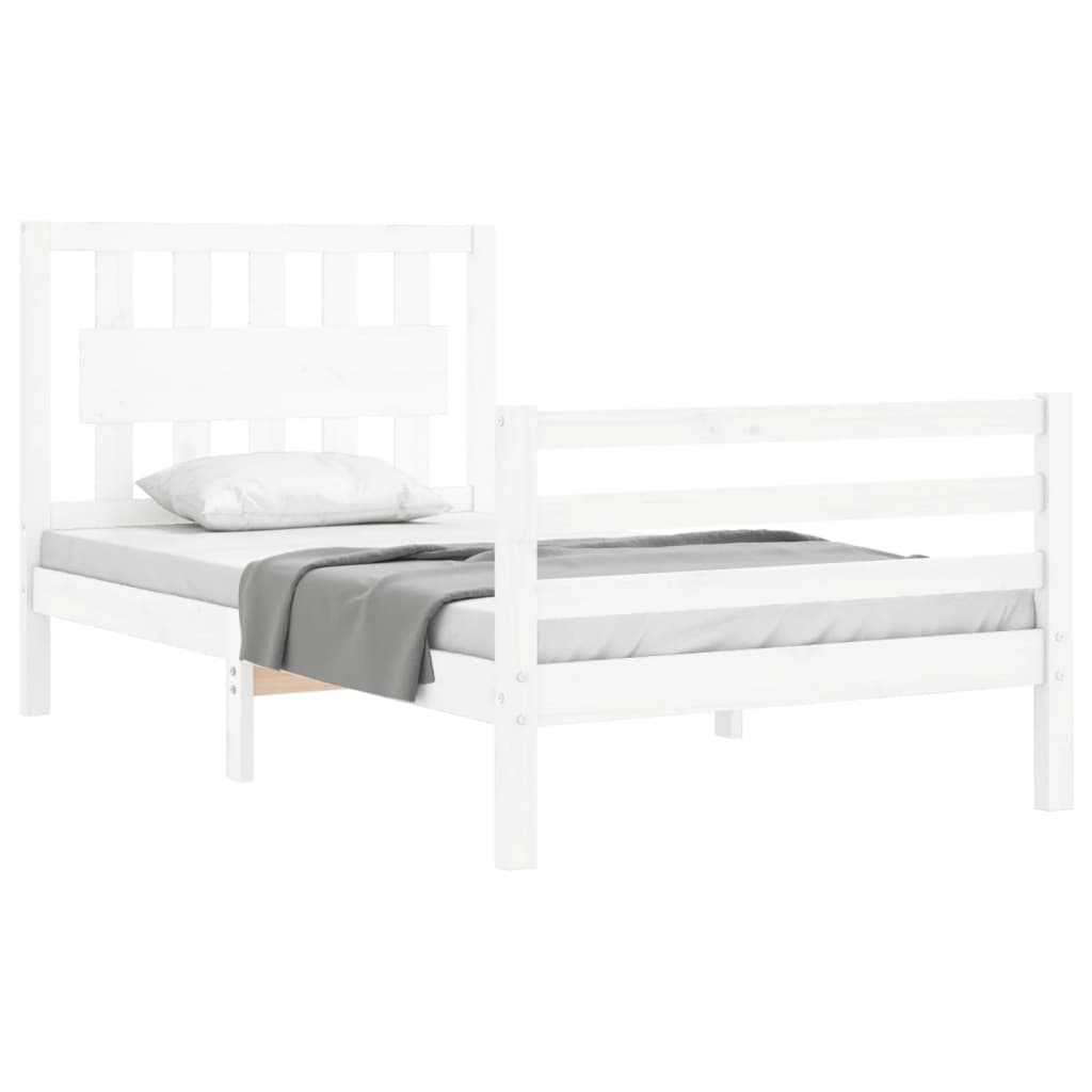 Bed Frame without Mattress White Small Single Solid Wood