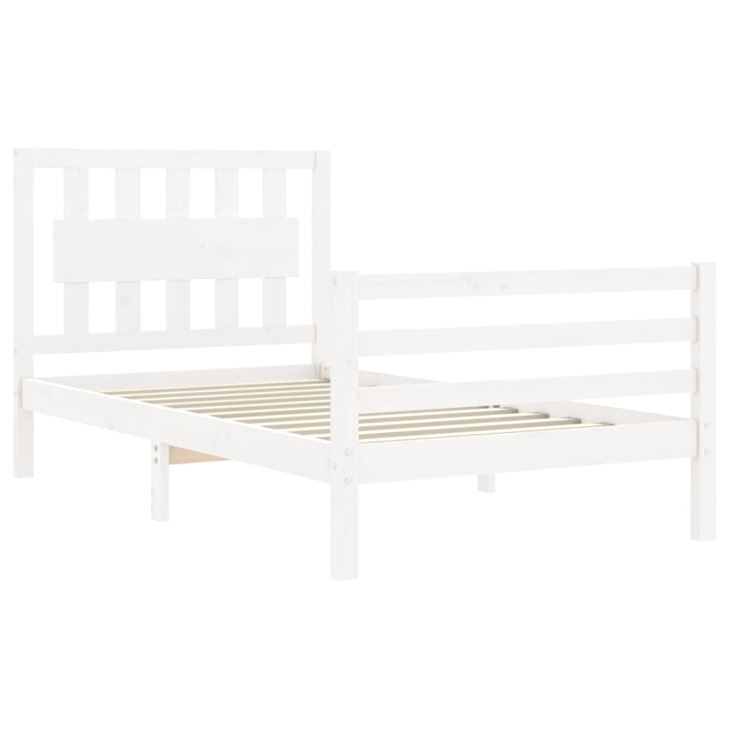 Bed Frame without Mattress White Small Single Solid Wood