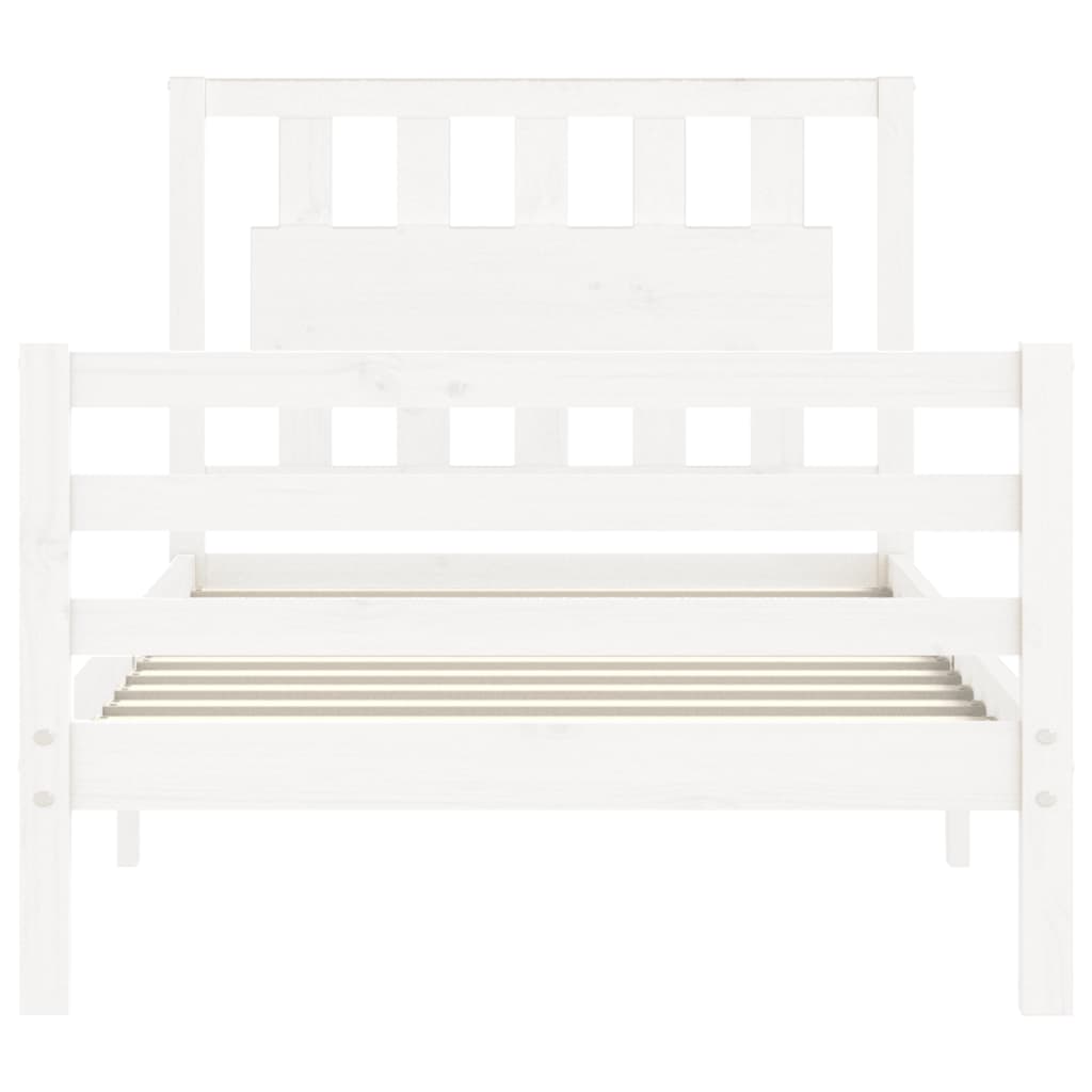 Bed Frame without Mattress White Small Single Solid Wood