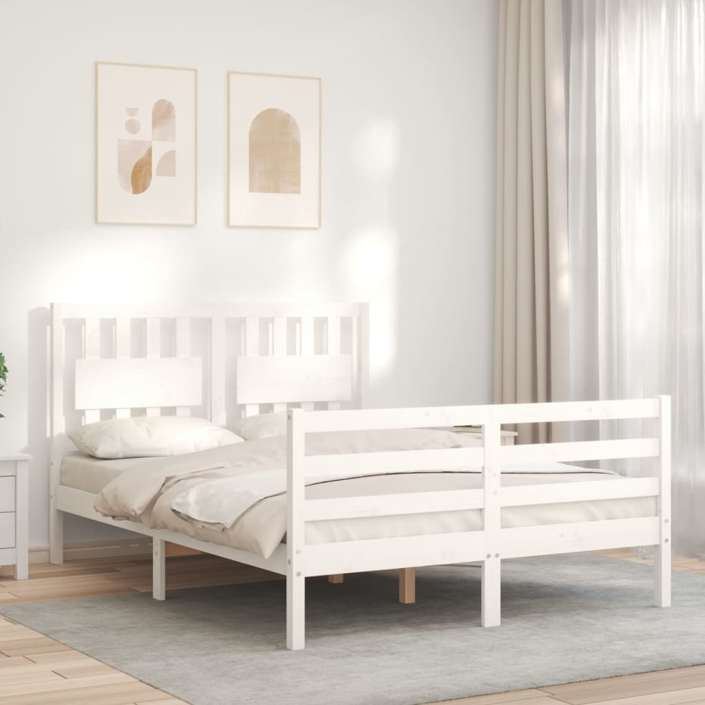 Bed Frame without Mattress White Small Double Solid Wood