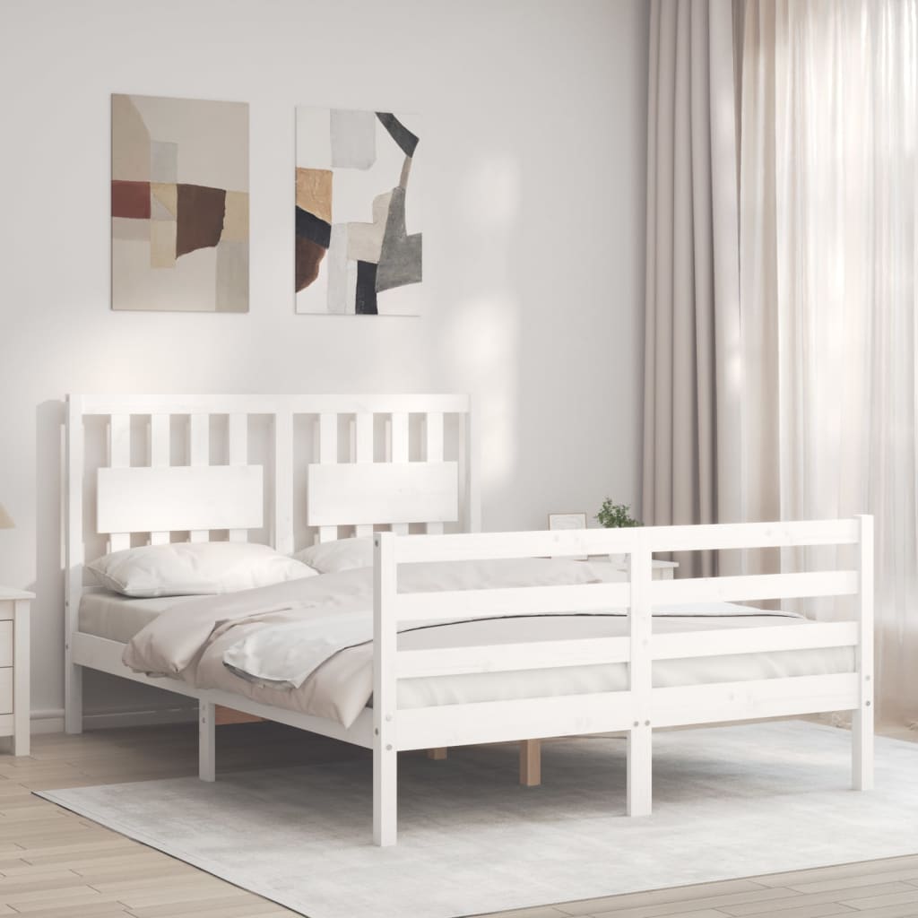 Bed Frame without Mattress White Small Double Solid Wood