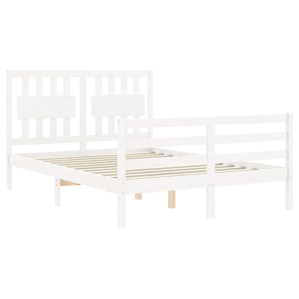 Bed Frame without Mattress White Double Solid Wood