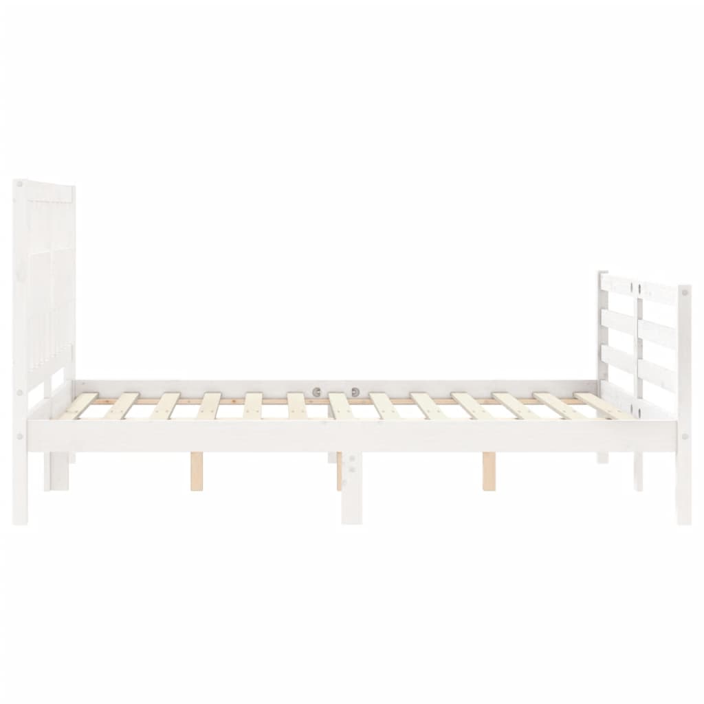 Bed Frame without Mattress White Double Solid Wood