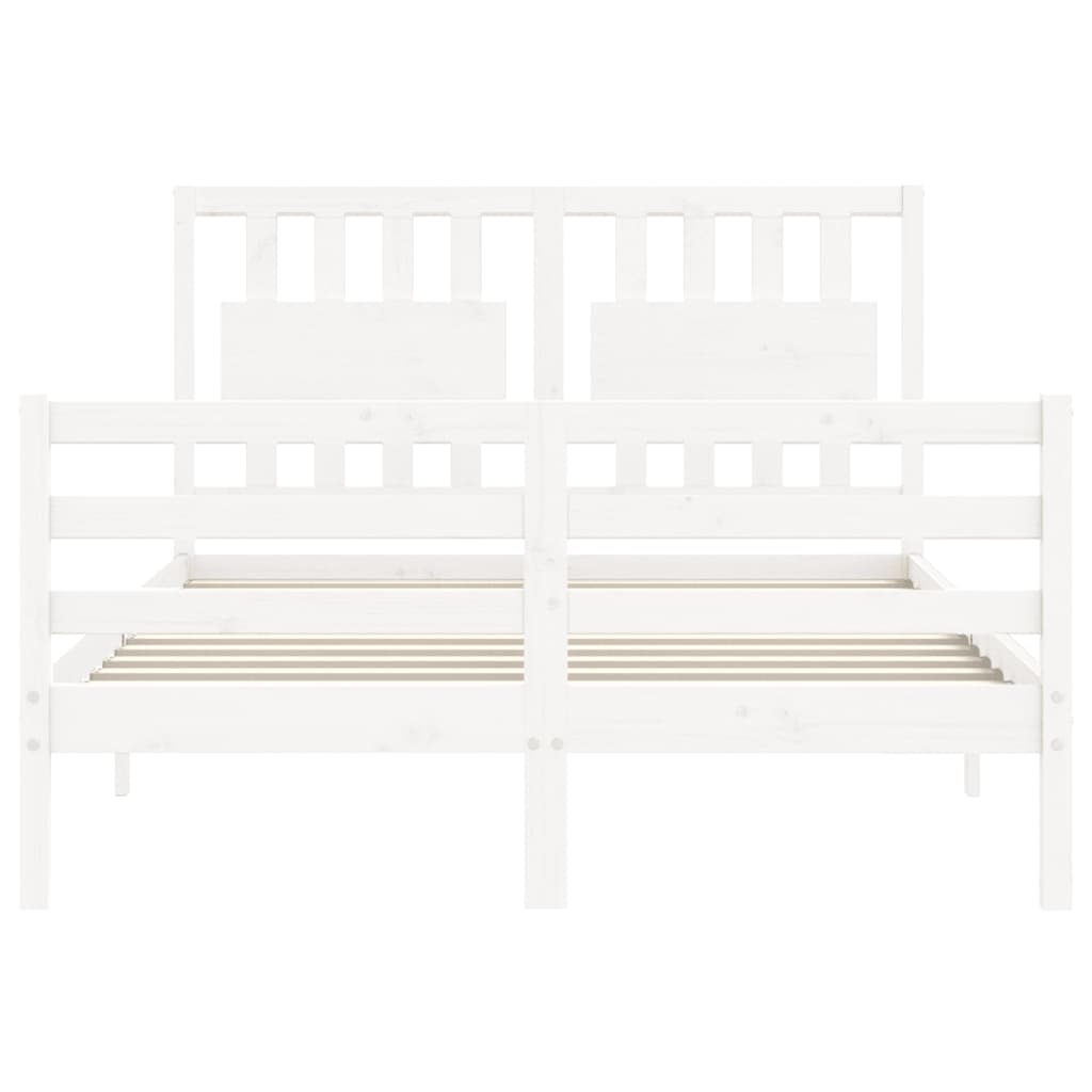 Bed Frame without Mattress White Double Solid Wood
