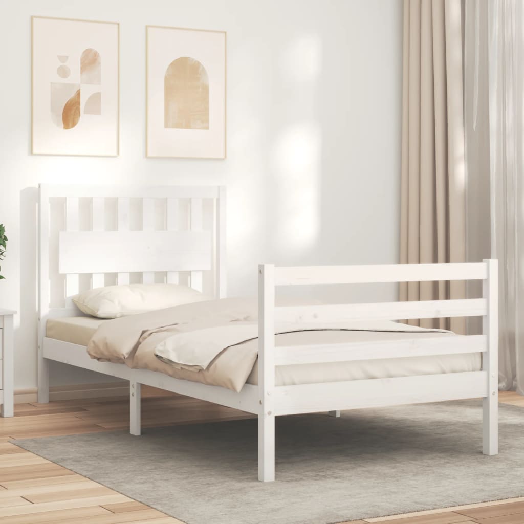 Bed Frame without Mattress White 90x200 cm Solid Wood