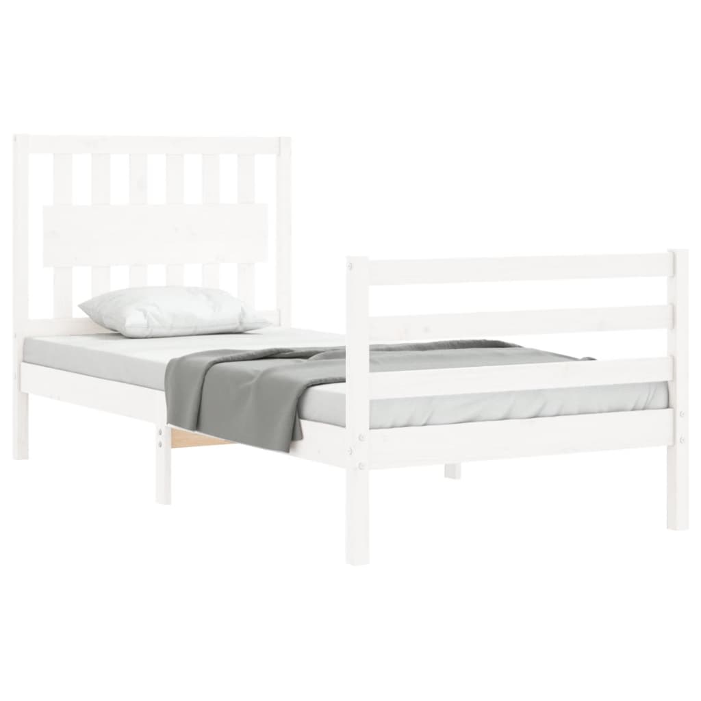 Bed Frame without Mattress White 90x200 cm Solid Wood