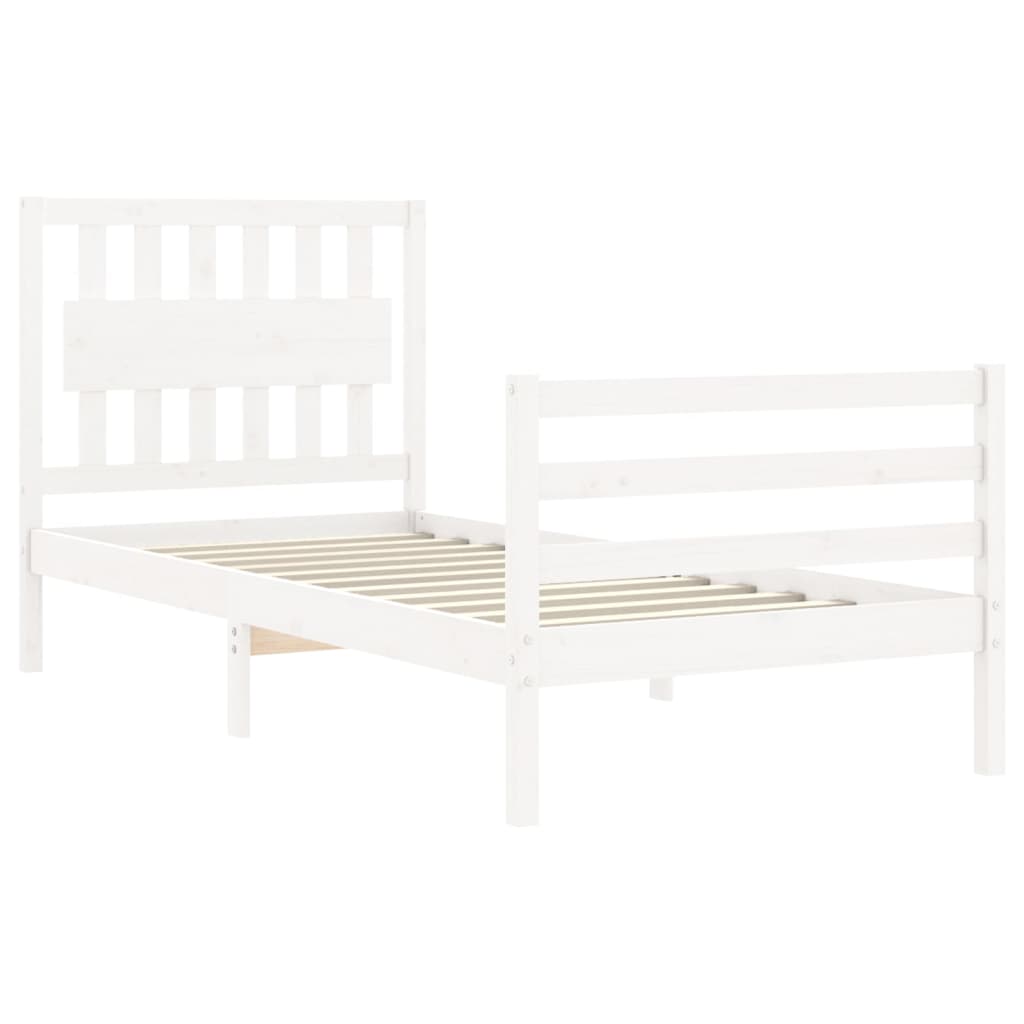 Bed Frame without Mattress White 90x200 cm Solid Wood