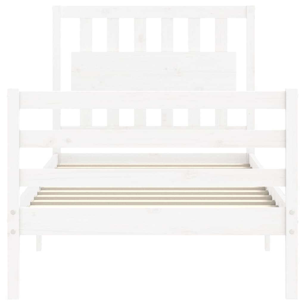Bed Frame without Mattress White 90x200 cm Solid Wood
