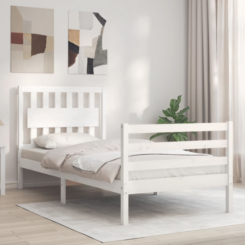 Bed Frame without Mattress White 90x200 cm Solid Wood