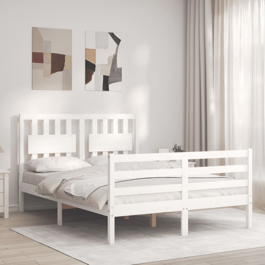 Bed Frame without Mattress White 120x200 cm Solid Wood