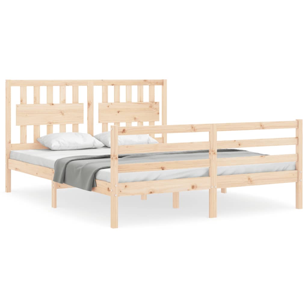 Bed Frame without Mattress King Size Solid Wood