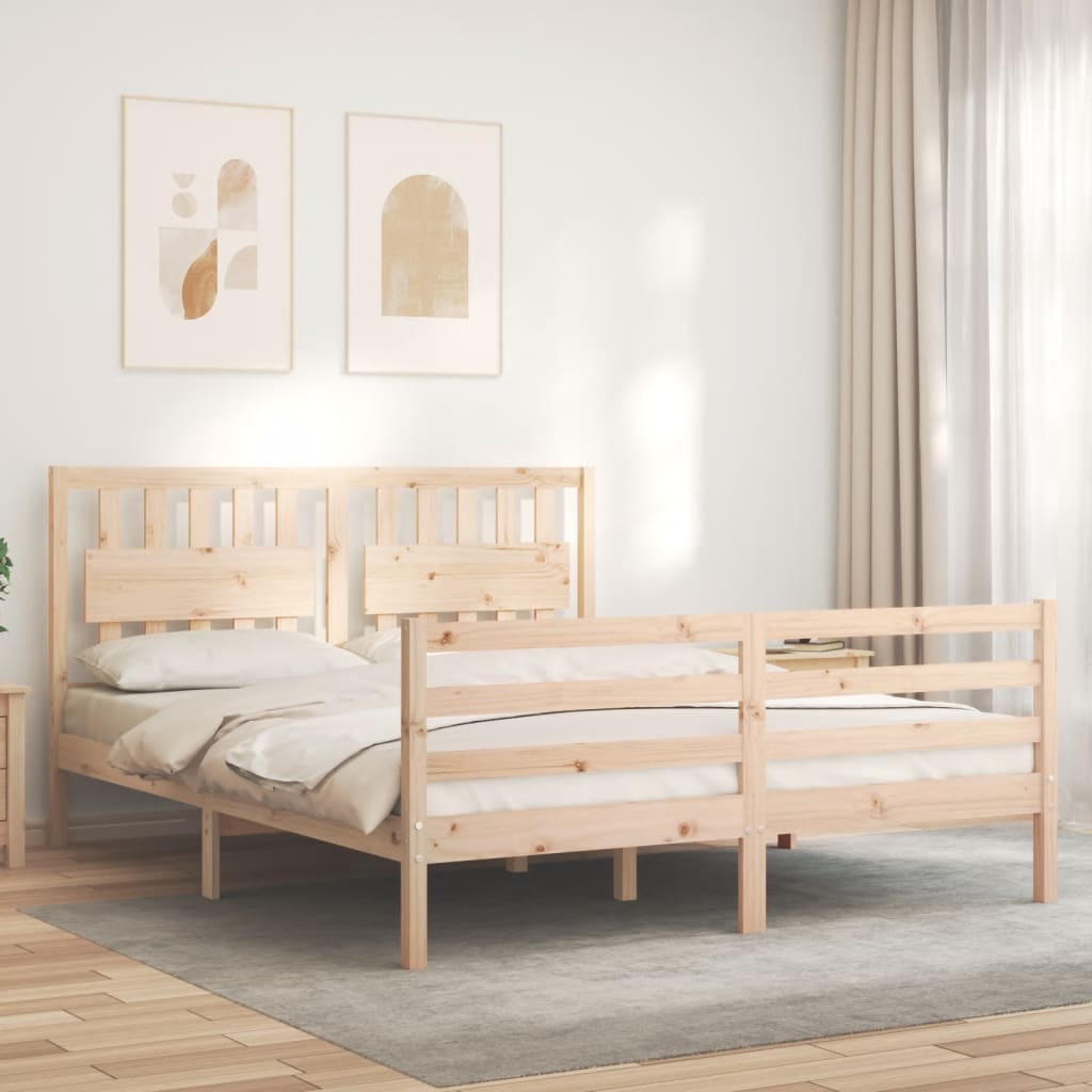 Bed Frame without Mattress King Size Solid Wood