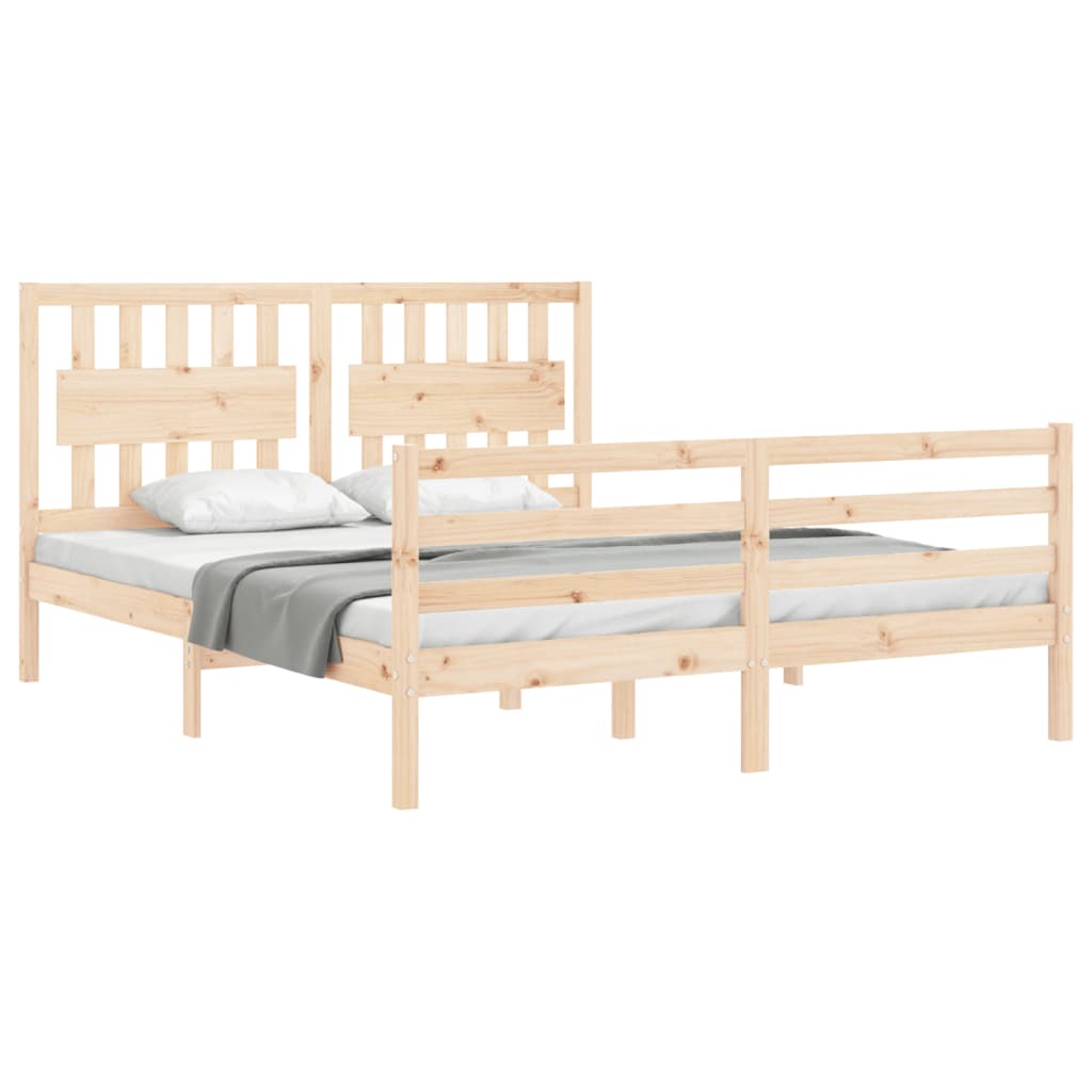 Bed Frame without Mattress King Size Solid Wood