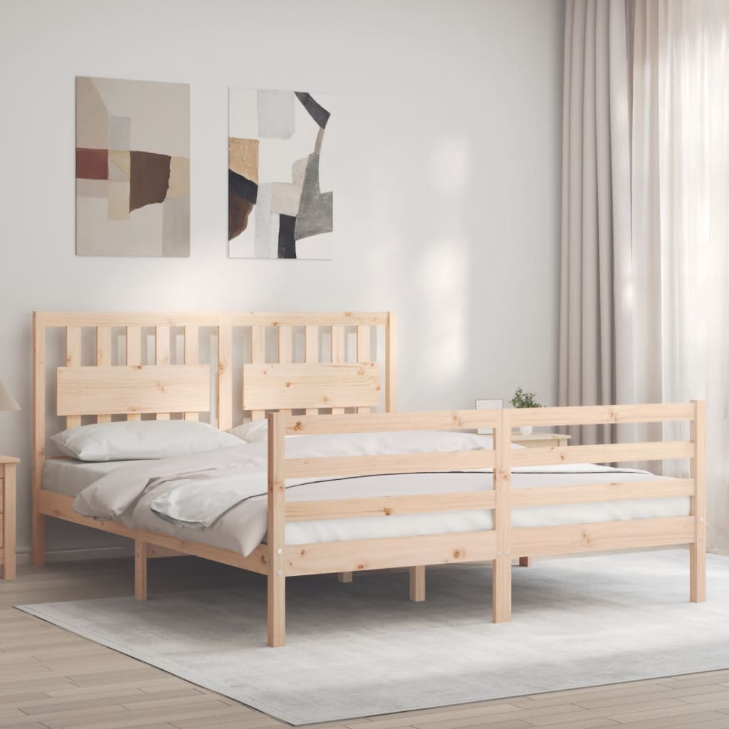 Bed Frame without Mattress King Size Solid Wood