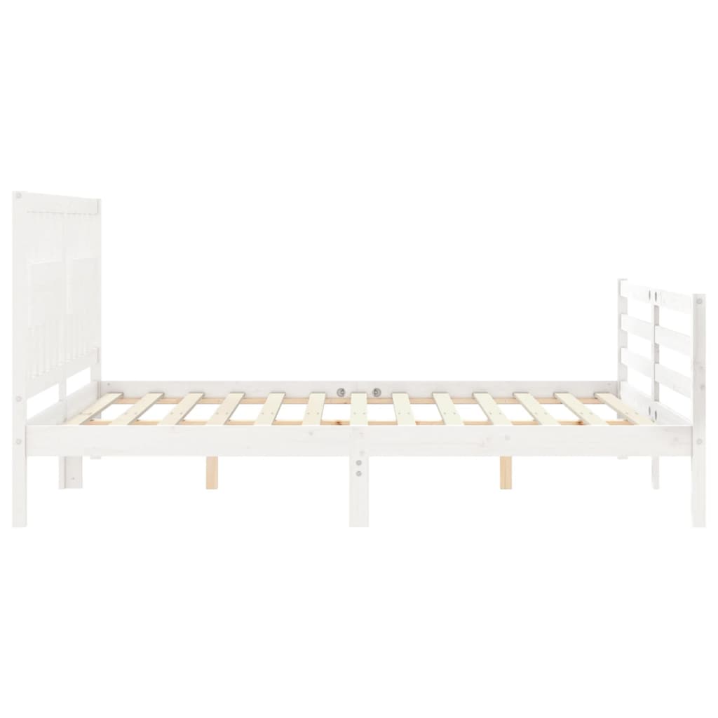 Bed Frame without Mattress White King Size Solid Wood
