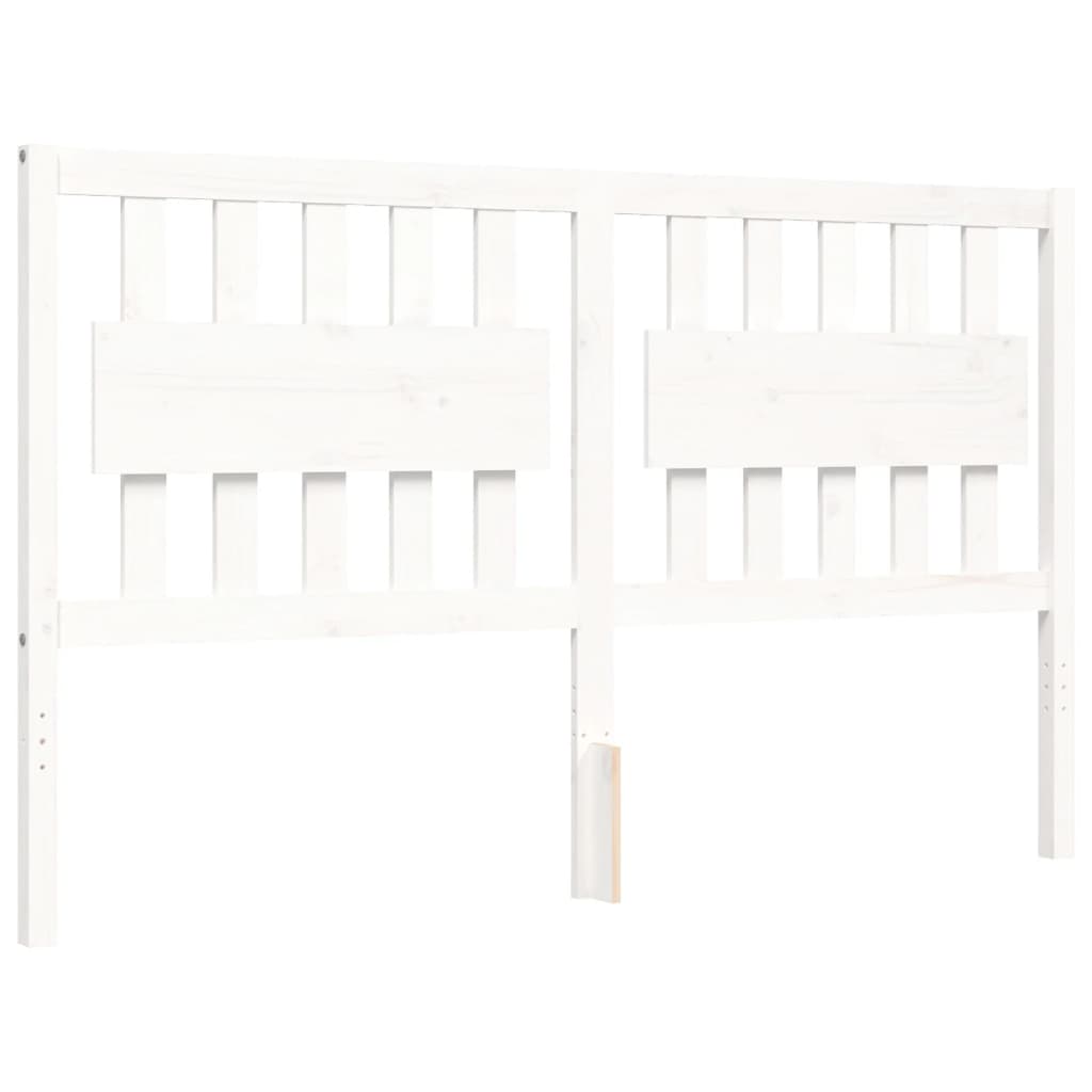 Bed Frame without Mattress White King Size Solid Wood