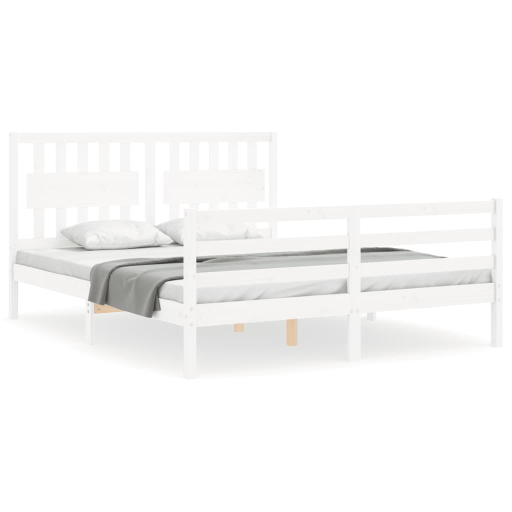 Bed Frame without Mattress White 160x200 cm Solid Wood
