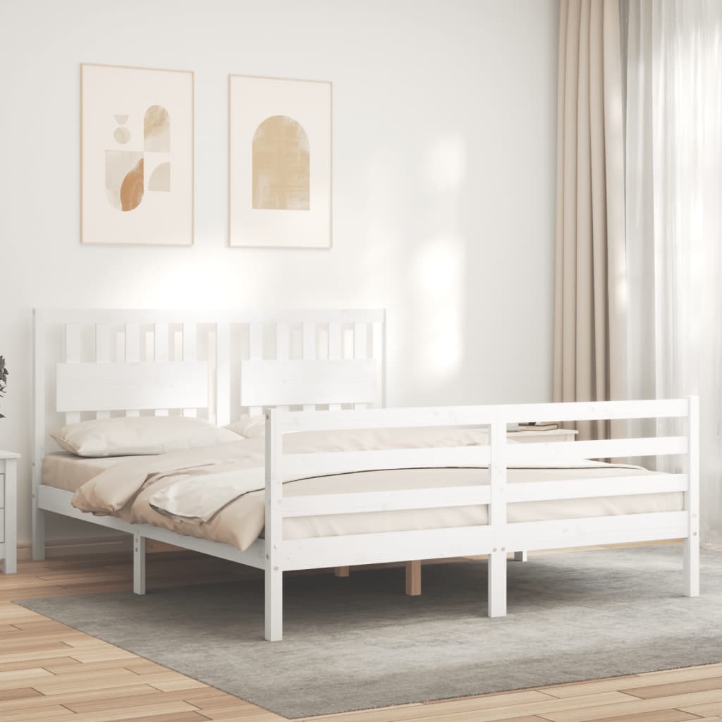 Bed Frame without Mattress White 160x200 cm Solid Wood