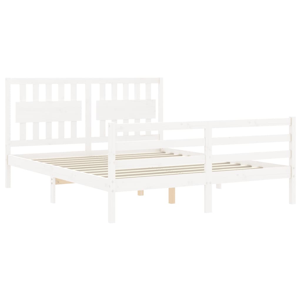 Bed Frame without Mattress White 160x200 cm Solid Wood