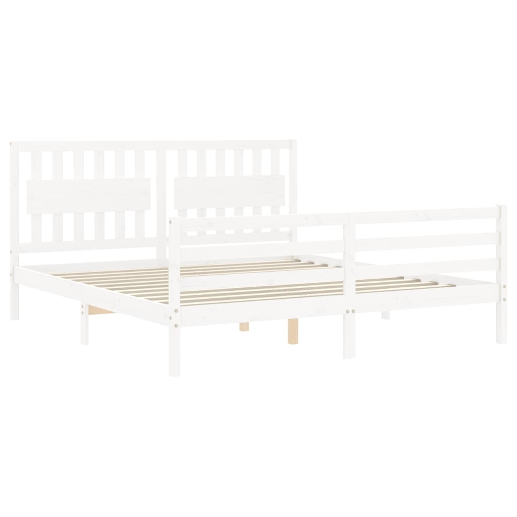 Bed Frame without Mattress White Super King Size Solid Wood