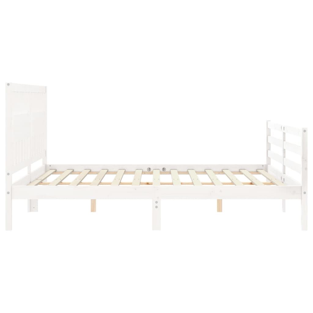 Bed Frame without Mattress White Super King Size Solid Wood