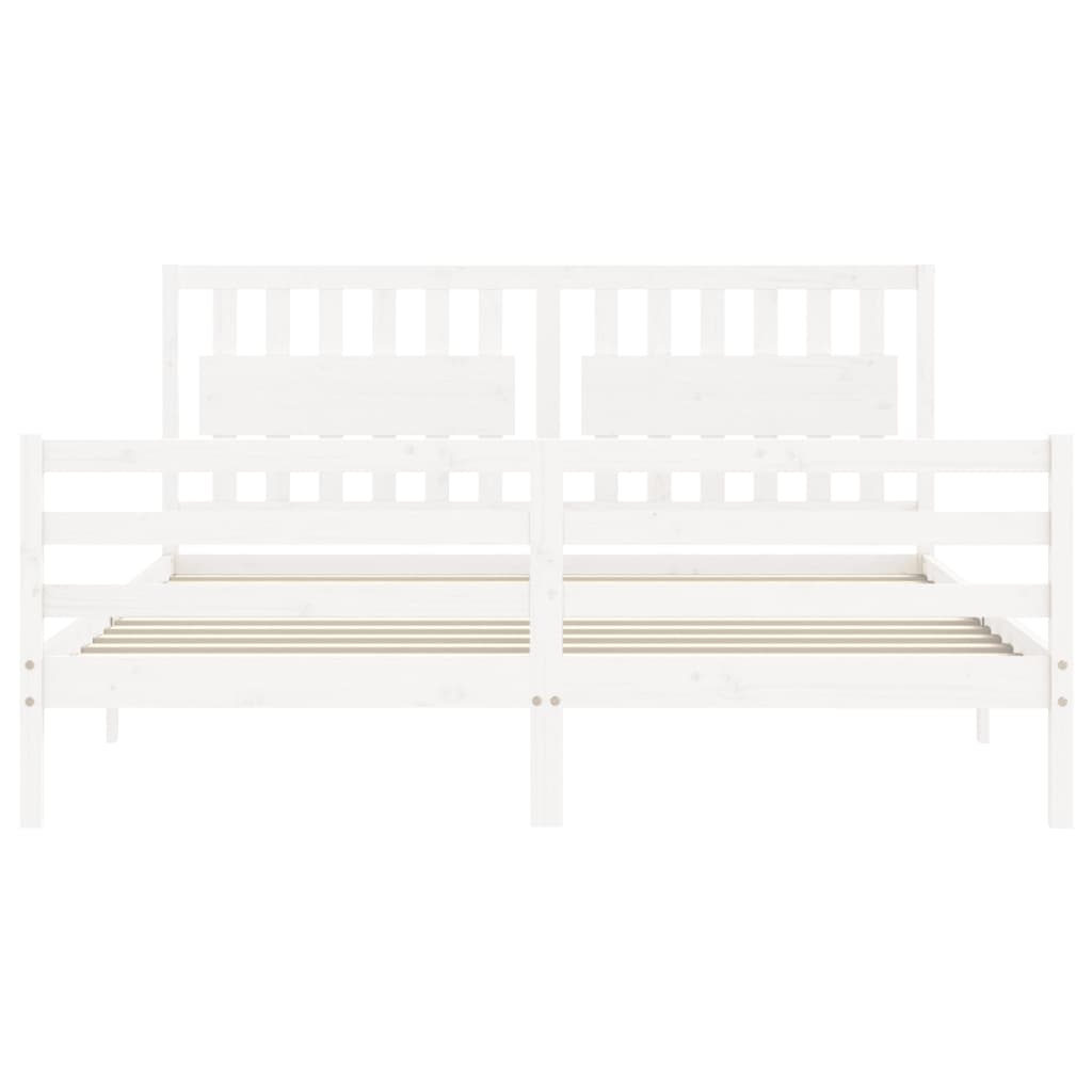 Bed Frame without Mattress White Super King Size Solid Wood