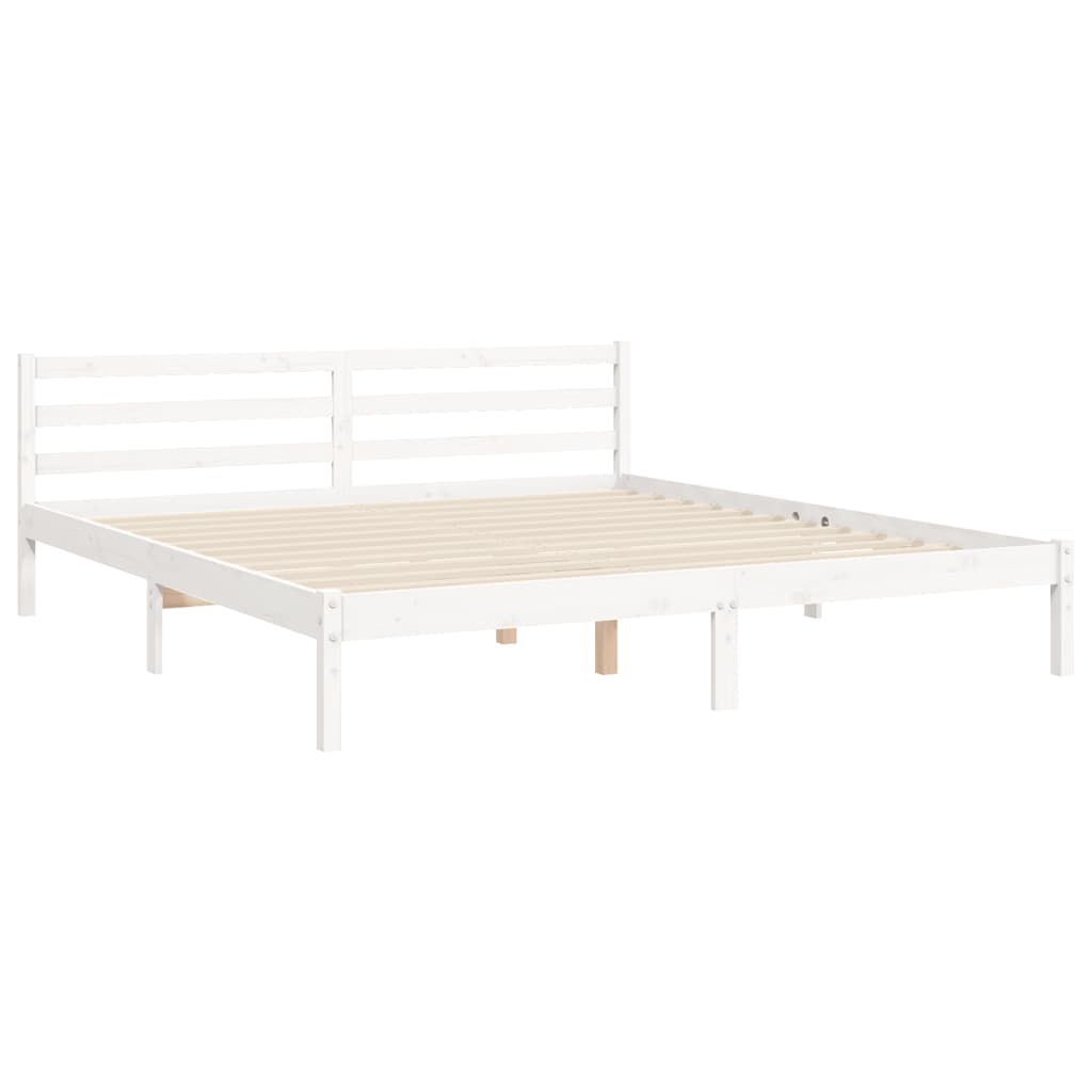 Bed Frame without Mattress White Super King Size Solid Wood