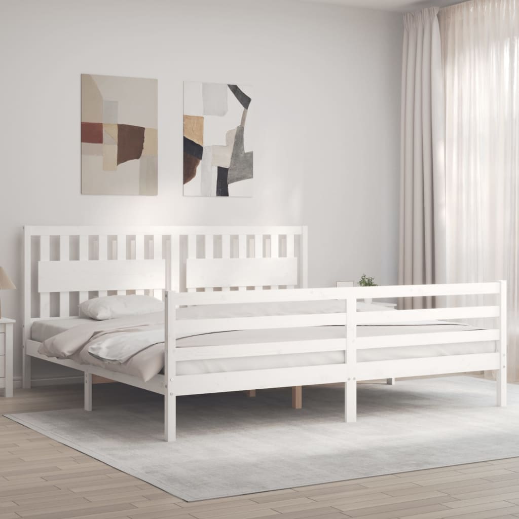 Bed Frame without Mattress White 200x200 cm Solid Wood