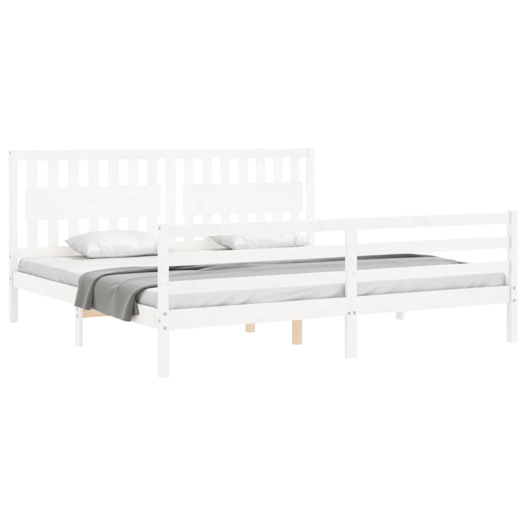 Bed Frame without Mattress White 200x200 cm Solid Wood