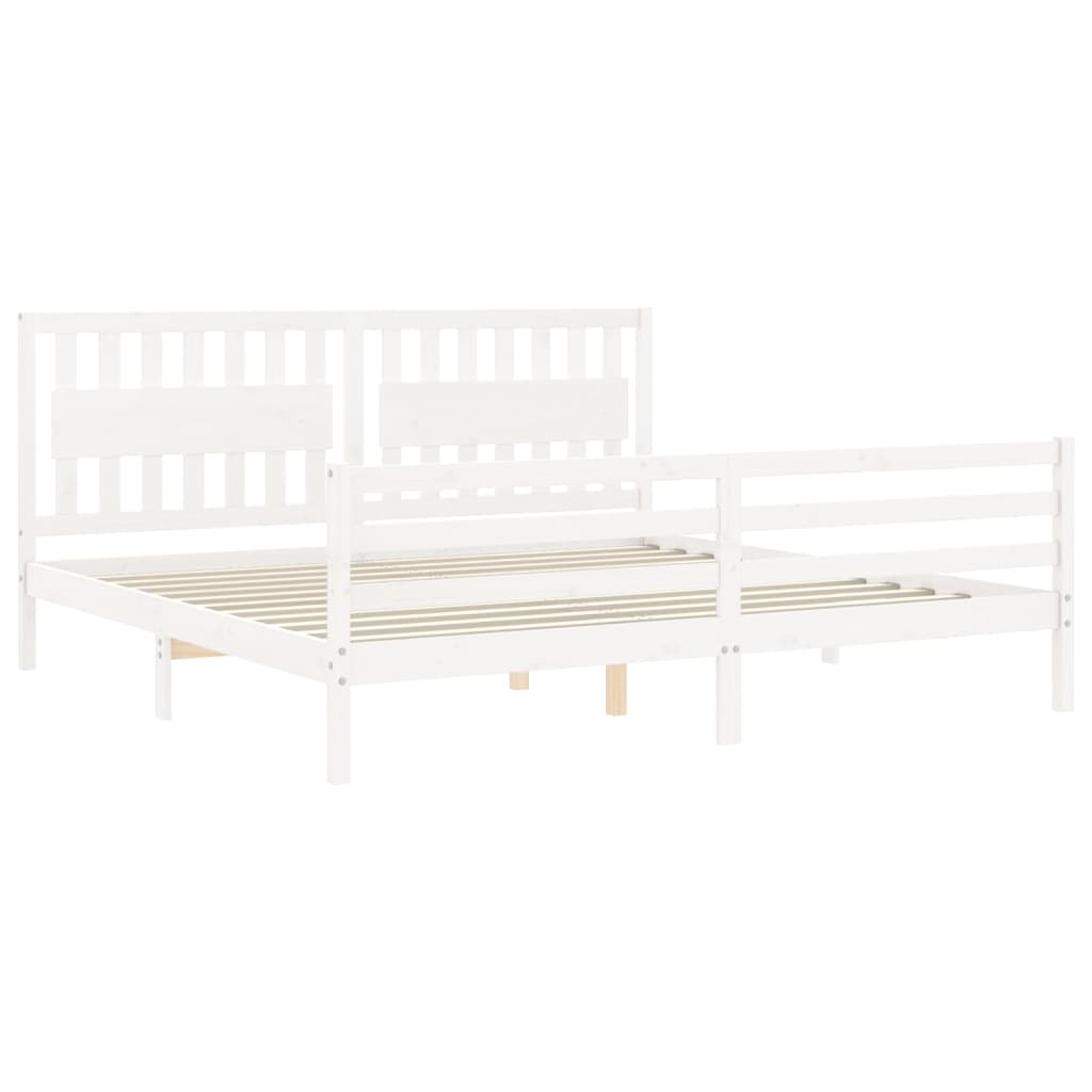 Bed Frame without Mattress White 200x200 cm Solid Wood