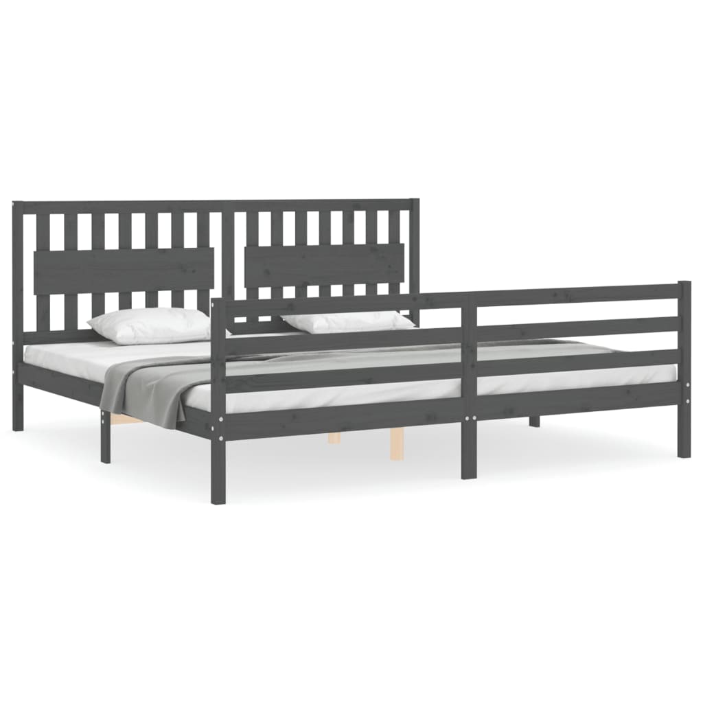 Bed Frame without Mattress Grey 200x200 cm Solid Wood