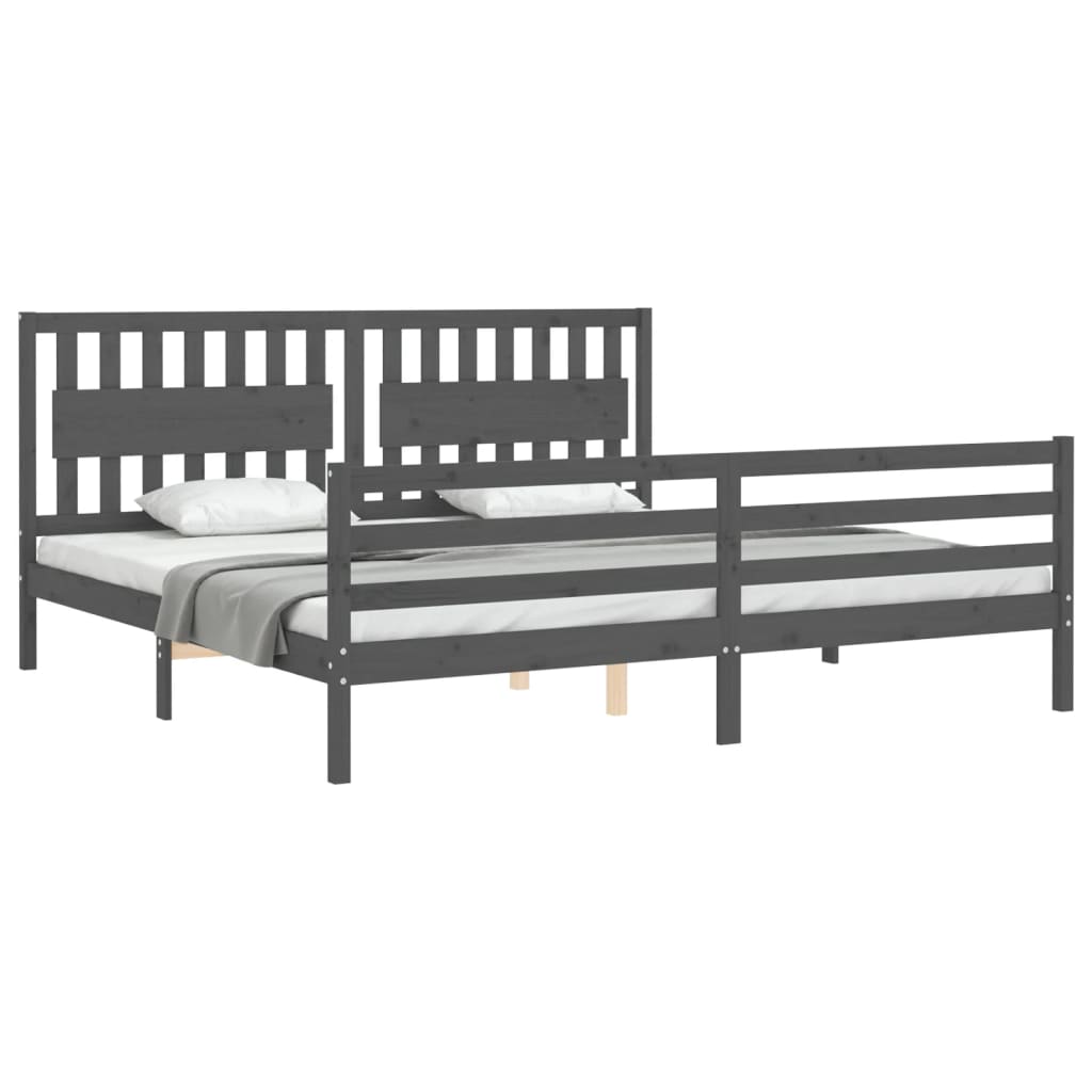 Bed Frame without Mattress Grey 200x200 cm Solid Wood