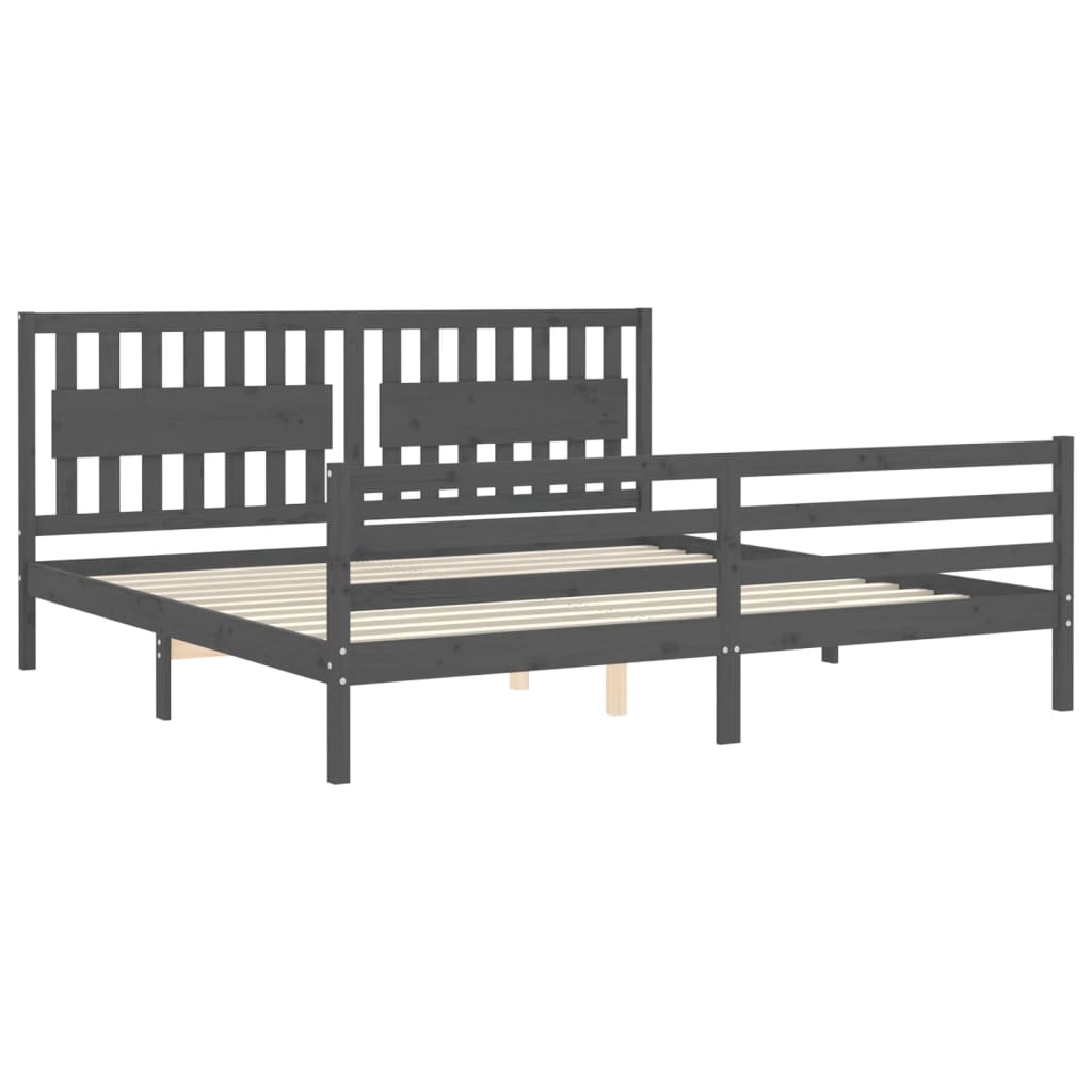 Bed Frame without Mattress Grey 200x200 cm Solid Wood