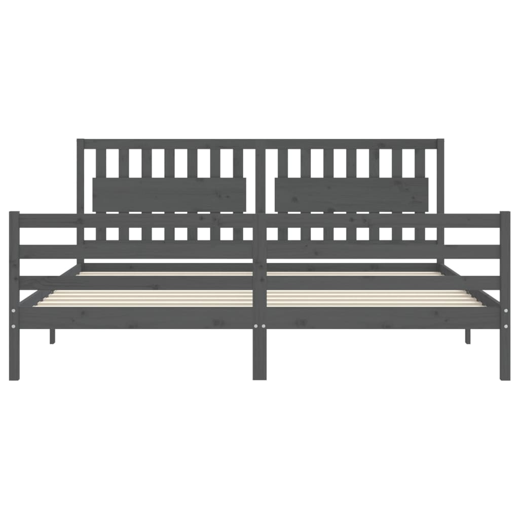 Bed Frame without Mattress Grey 200x200 cm Solid Wood
