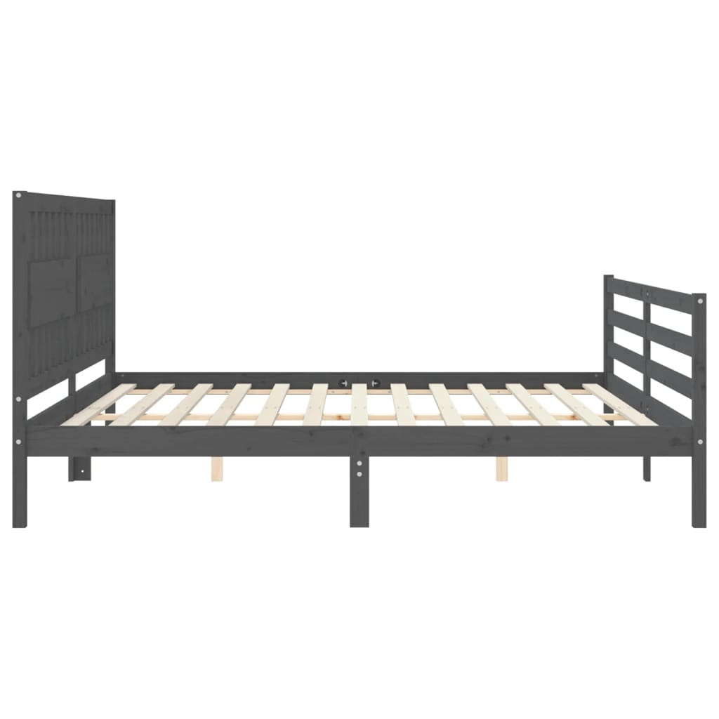 Bed Frame without Mattress Grey 200x200 cm Solid Wood