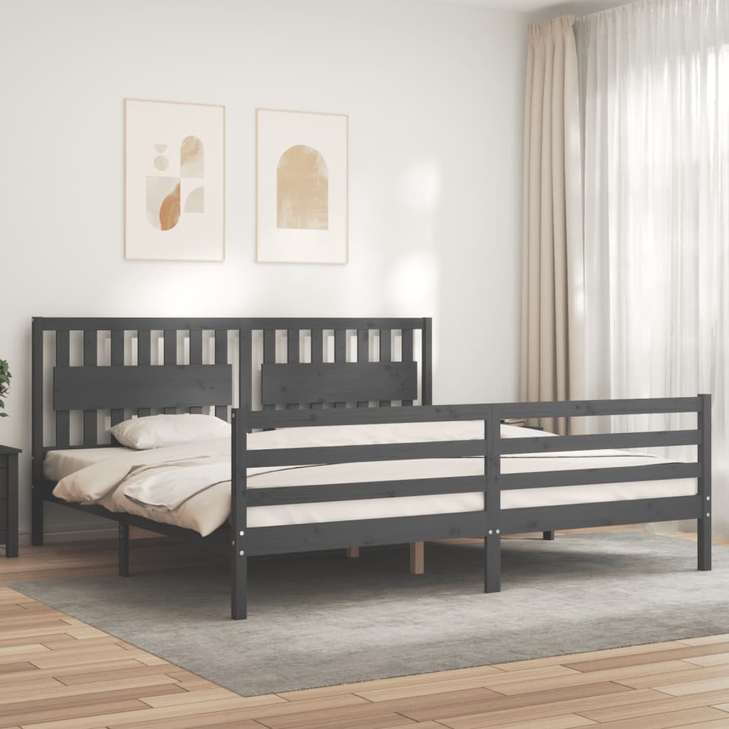 Bed Frame without Mattress Grey 200x200 cm Solid Wood
