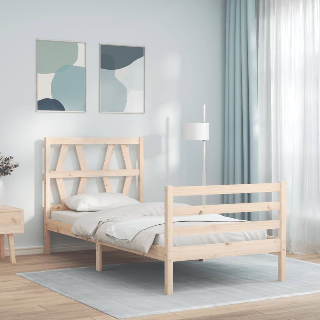 Bed Frame without Mattress Single Solid Wood
