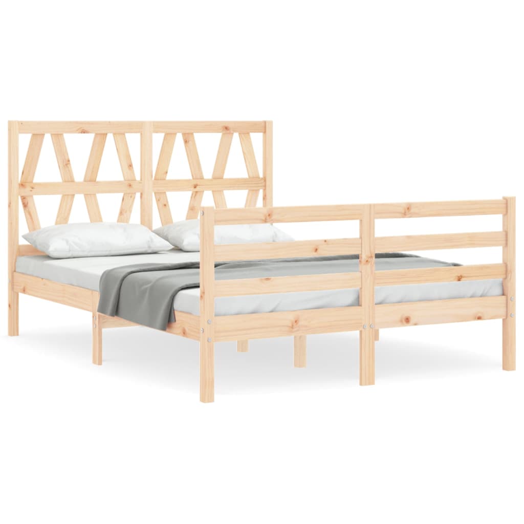 Bed Frame without Mattress Double Solid Wood