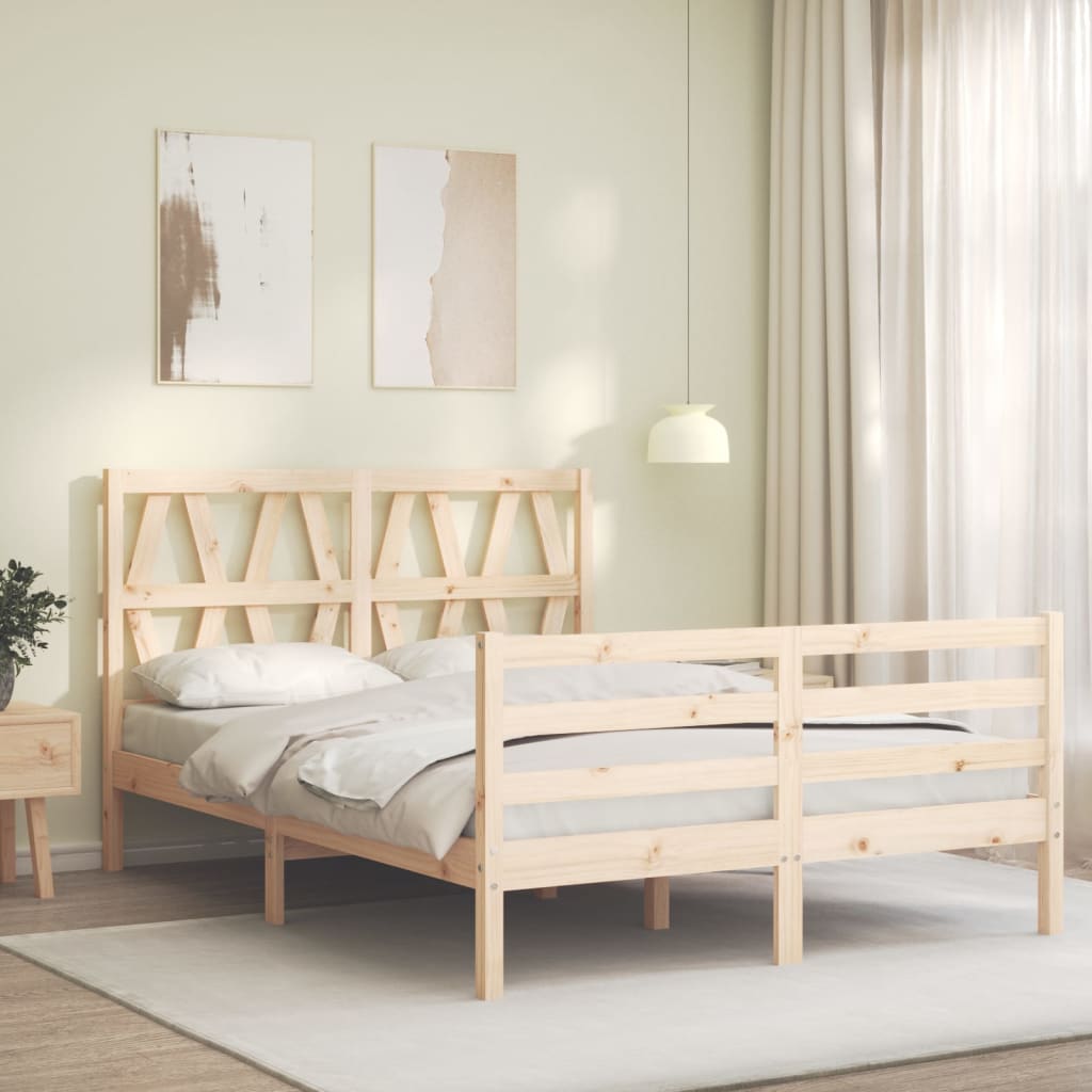 Bed Frame without Mattress Double Solid Wood