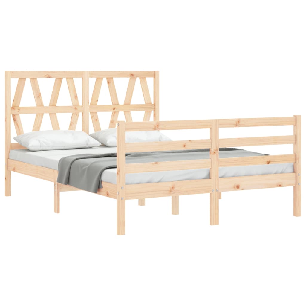 Bed Frame without Mattress Double Solid Wood