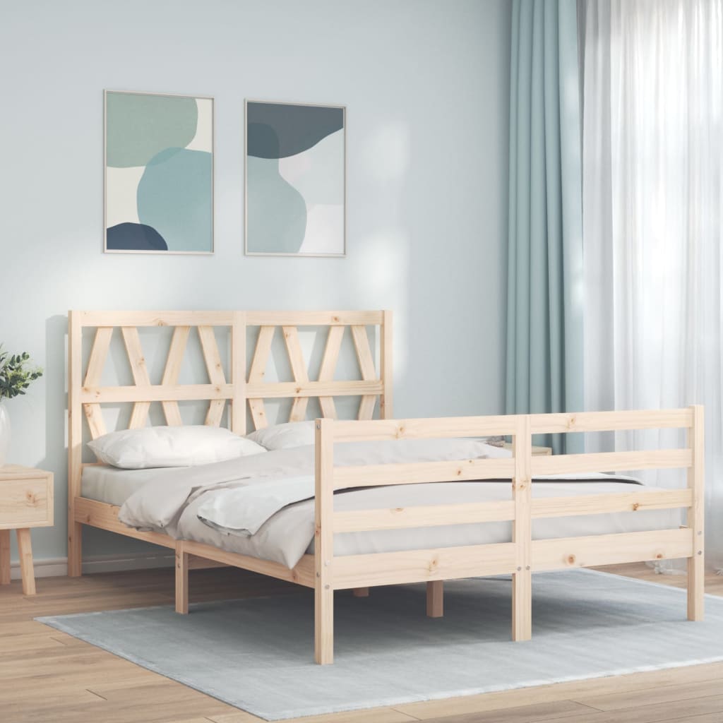 Bed Frame without Mattress Double Solid Wood