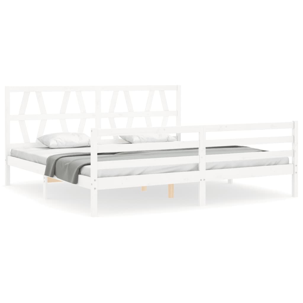 Bed Frame without Mattress White 200x200 cm Solid Wood