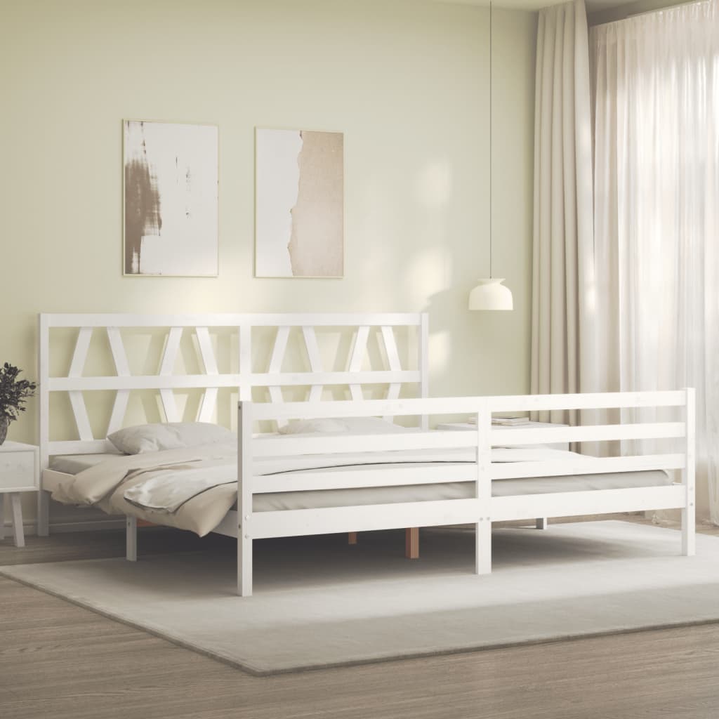 Bed Frame without Mattress White 200x200 cm Solid Wood