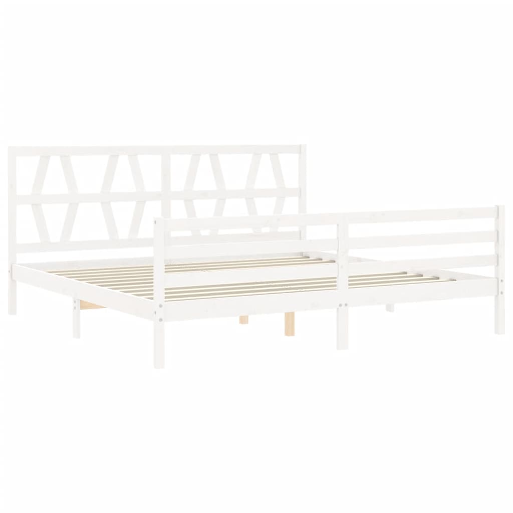 Bed Frame without Mattress White 200x200 cm Solid Wood