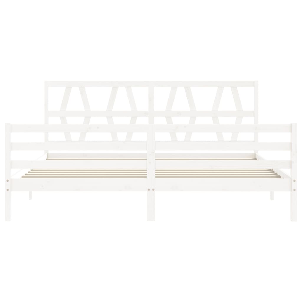 Bed Frame without Mattress White 200x200 cm Solid Wood